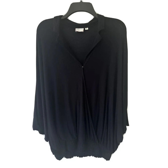 Postmark Size XS/S Black Dolman Short Sleeve Elastic Waist Wrap Blouse - Picture 1 of 9